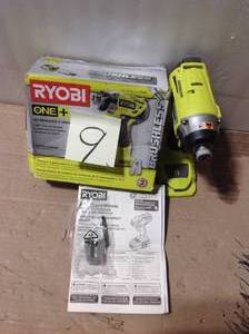 lot 9 image: RYOBI 18-VoltRYOBI 18-Volt ONE Cordless Brushless 3-Speed 14 in. Hex Impact Driver (Tool Only) with Belt Clip in good condition 
