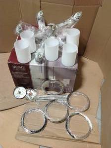 lot 11 image: Home Decorators 27265 5-Light Polished Nickel and Brushed Nickel Chandelier in good condition 