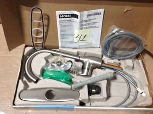 lot 41 image: Kleo Single-Handle Pull-Down Sprayer Kitchen Faucet with Reflex and Power Clean in Spot Resist Stainless in good condition 