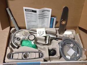 lot 42 image: Kleo Single-Handle Pull-Down Sprayer Kitchen Faucet with Reflex and Power Clean in Spot Resist Stainless in good condition 