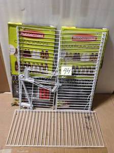 lot 44 image: 12 in. D x 26 in. W x 4.5 in. H Configurations White Add-On Shoe Shelf Kit Wire Closet System in good condition 