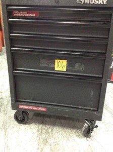 lot 106 image: Husky 27 in. W 5-Drawer Rolling Cabinet Tool Box Chest in Textured Black