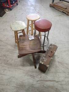 stools w vintage breifcase