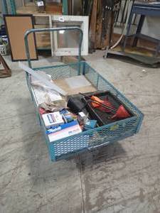 heavy duty warehouse cart with good wheels and contents