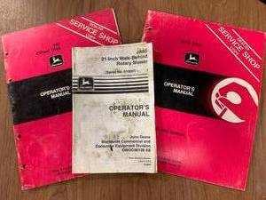 lot 99 image: Lot of 3 Vintage John Deere Manuals (These sell for $15 to $40 online )