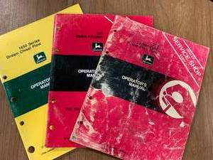 lot 100 image: Lot of 3 Vintage John Deere Manuals (These sell for $15 to $40 online )