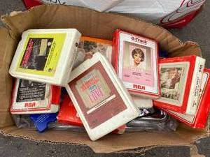 Misc Box of A-Track, JFK Record, Coke Bottles