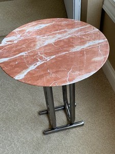 lot 4 image: Marble Top Table with Chrome Base