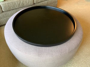 lot 3 image: Gray Round Ottoman