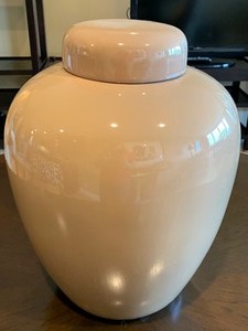 lot 19 image: Taupe Ceramic Jar with Lid