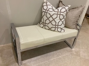 lot 31 image: Chrome Bench with a Leather Seat