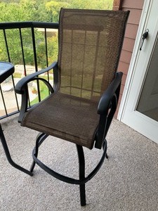 lot 38 image: Patio Bistro Set and  Swivel Chairs