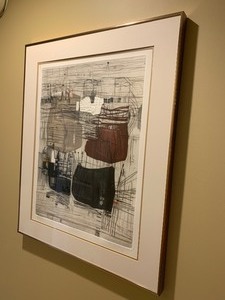 lot 21 image: Abstract Art with a Chrome Frame