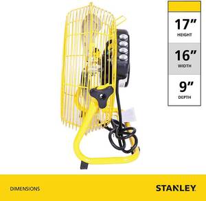 MSRP $75 For 1 New In Box Stanley 12 Inch Industrial High Velocity Floor Fan Direct Drive All-Metal Construction, 3 Speed Settings, Portable (ST-12F)