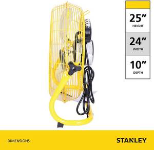 MSRP $100 For 1 New In Box Stanley 20 Inch Industrial High Velocity Floor Fan - Direct Drive, All-Metal Construction, 3 Speed Settings, Portable (ST-20F)