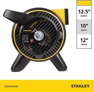 MSRP $70 1 New In Box Stanley Industrial High Velocity Blower Fan - Pivoting Blower Head, Accessory Outlet, 3 Speed Settings, Portable (ST-310A-120)