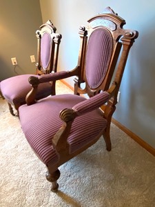 lot 1 image: Two 1870s Walnut Victorian Chairs