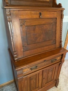 lot 4 image: 1880s Eastlake Style Walnut Secretary Desk