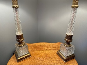 lot 3 image: Pair of Crystal Table Top Lamps