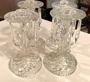 lot 31 image: Vintage Candle Holders w Prisms