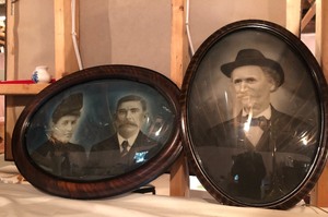 lot 230 image: Antique Convex Glass Framed Pictures