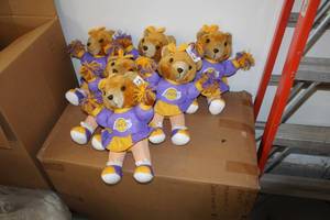 lot 64 image: Lot of (6) Lakers Cheerbear Plush Toys