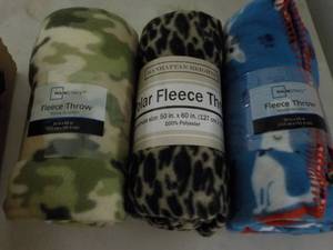 3 Fleece Throws 50 x 60...