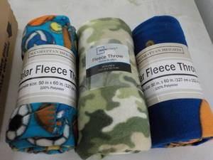 3 Fleece Throws 50 x 60...