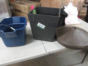 lot 4 image: 13 inch Planter, Umbrella Stand, Sc...