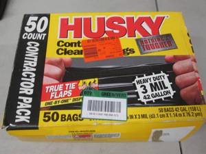 lot 108 image: Husky 50 ct Contractor Clean Up Bag...