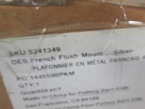 lot 349 image: French Flush Mount Light in Silver...