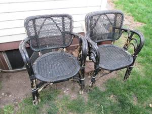 lot 470 image: Black Painted Wicker Chairs ...