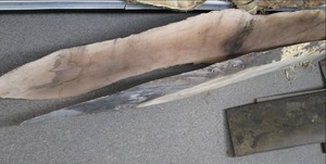 lot 38 image: (2) Wood Pieces 98X11, 75X10.5X...