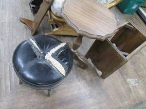 lot 159 image: (2) Vintage End Tables Stool...