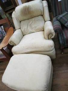 lot 166 image: Leather Vintage Chair With Ottoman...