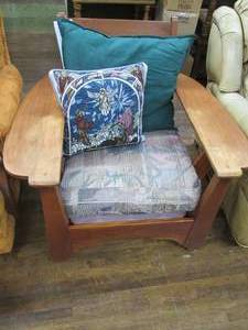lot 167 image: Wood Side Chair With Throw Pillows...