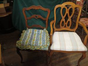 lot 177 image: (2) Vintage Wood Frame Chairs One ...