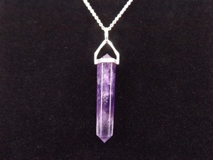 lot 2 image: .925 Sterling Silver&nbspNatural&nbspAmethyst Healing Crystal Pendant Necklace