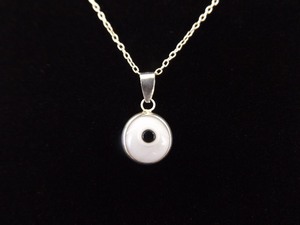 lot 27 image: .925 Sterling Silver Glass White Witches All Seeing Eye Pendant Necklace