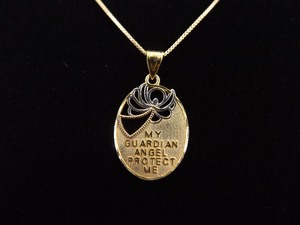 lot 40 image: .925 Sterling Silver Guardian Angel Vermeil Pendant Necklace