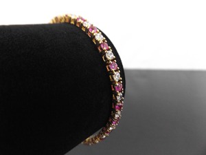 lot 42 image: .925 Sterling Silver Pink Sapphire Crystal Vermeil Bracelet