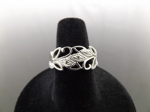 lot 76 image: .925 Sterling Silver Diamond Accented Scrolled Ring Size 7