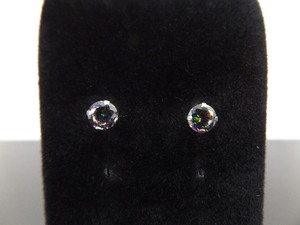 lot 85 image: .925 Sterling Silver Faceted Mystic Quartz Post Earrings