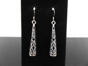 lot 98 image: .925 Sterling Silver Scrolled Dangle Hook Earrings