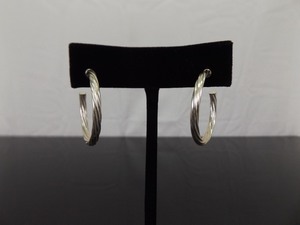 lot 100 image: .925 Sterling Silver Twisted Rope Hoop Post Earrings