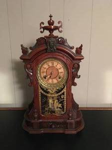 lot 2 image: Old Ansonia Mantel Clock