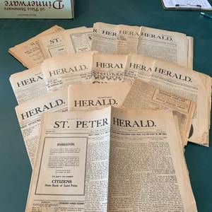 lot 12 image: Misc Operator Manuals, Hymnals,1950s Maps. St Peter Herold Papers 1915-1916