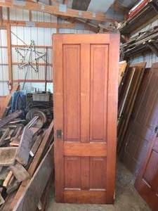 lot 115 image: Solid Wood Pocket Door Set with Vintage Rollers