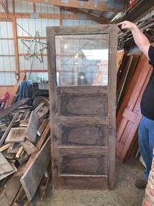 lot 112 image: Vintage Solid Wood Door 79 34 x 31 34