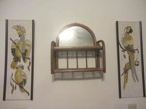 Sequined parrot panels 8x24H, bam...